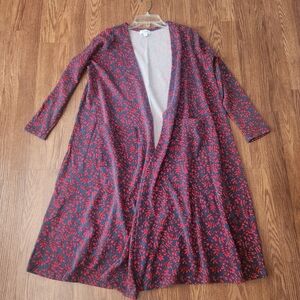 LuLaRoe Red and Blue Duster Cardigan Sweater